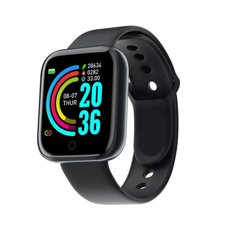 Y68 Smart Watch Men Women Heart Rate Oxygen Blood Pressure Monitoring Multi-Function Sleep Monitoring Smartwatch for Ios Android