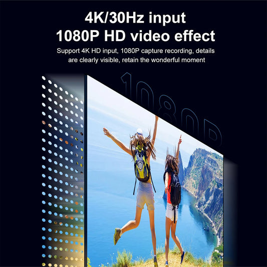 1080P Capture Card 4K HDMI-compatible to USB-A/USB-C USB2.0 Capture Video Audio Recording for OBS Studio PotPlayer QT Player