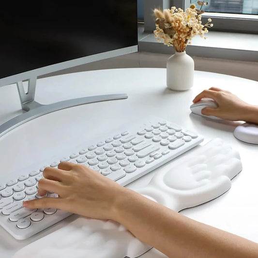 Angel Wings Shaped Keyboard Mouse Wrist Rest Wing Memory Foam Anti-slip Silicone Ergonomic Wrist Guard Table Mat Mouse Pad Set