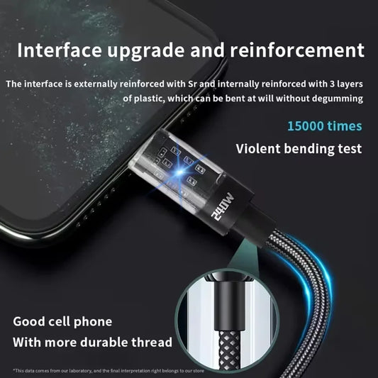 240w Nylon USB Type C Super Fast Charging Cable Led Digital Display Usb C Charger Data Cord For Samsung Xiaomi Huawei Honor