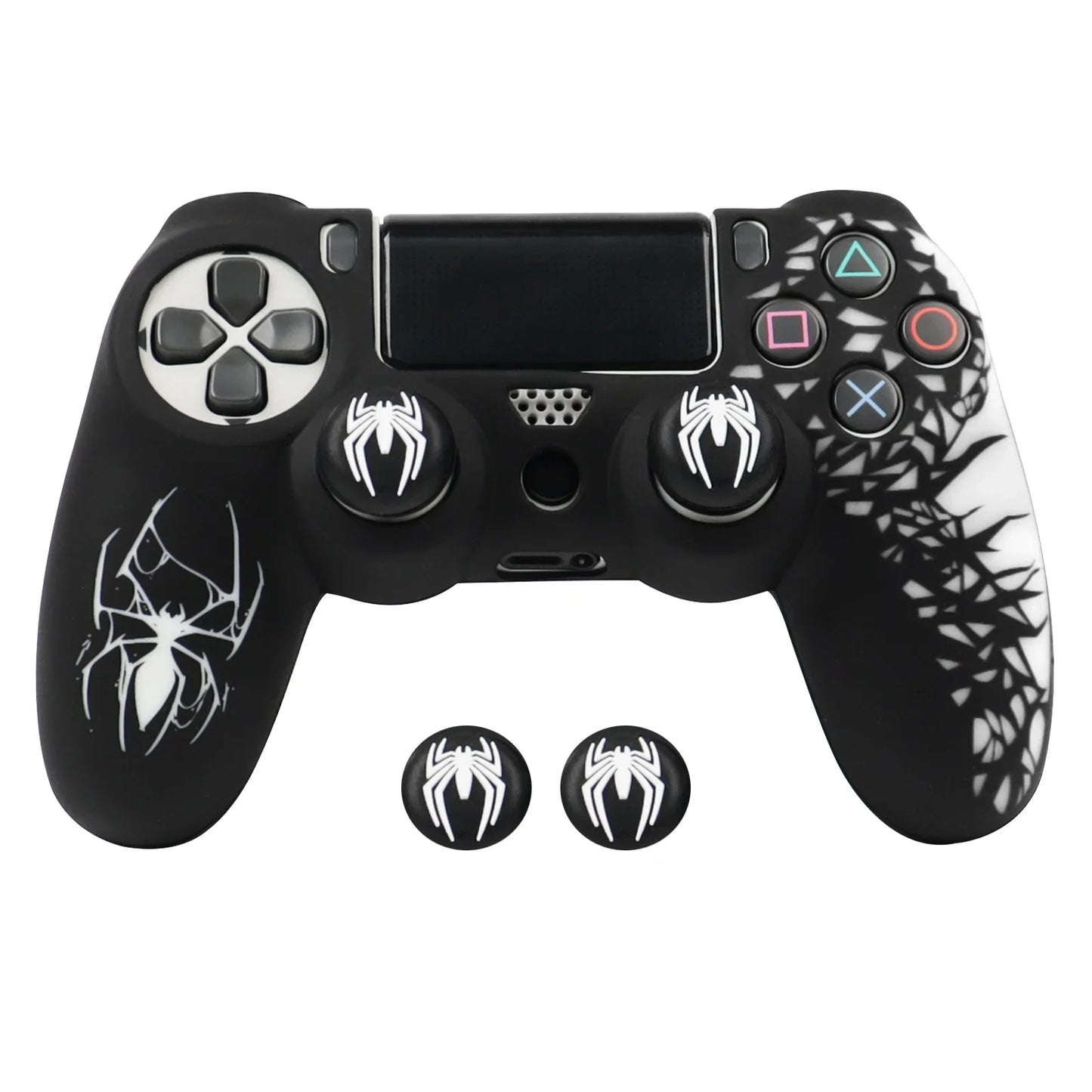 Soft Silicone Cover For PS4 Controller Case, 360° Full Protection, Sweatproof Anti-Scratch,No Fading, with Thumb Stick Caps