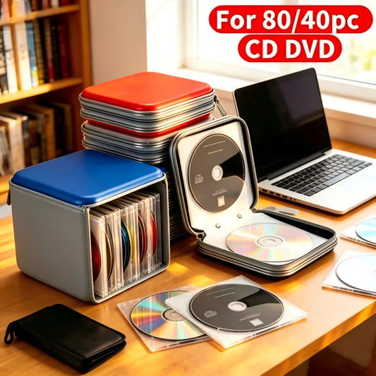 40 Capacity Compression CD Package Portable CD DVD Case EVA Storage Bag with Zipper for Home Office Car CD Box Accessories
