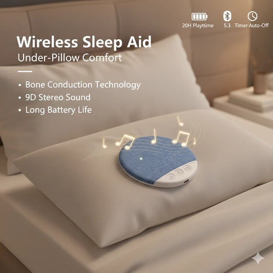 Bluetooth Pillow Speaker Wireless Sleep Music Player Under Pillow White Noise Machine 9D Stereo Timer Auto-Off for Insomnia