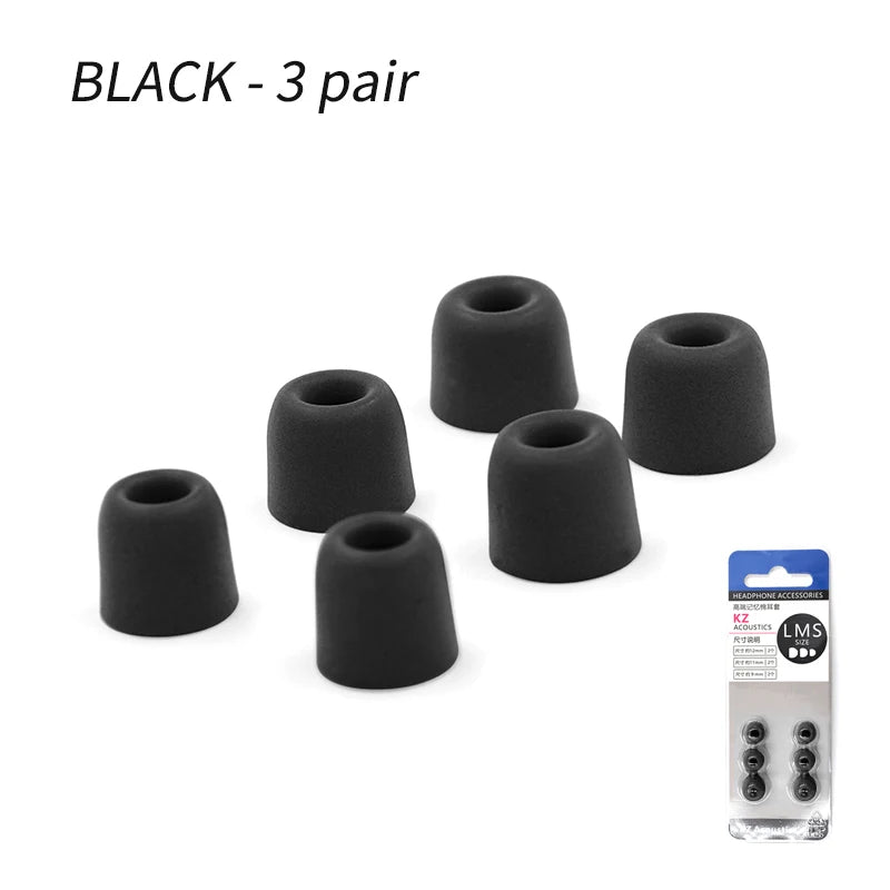 KZ 3Pair(6pcs) Noise Isolating Comfortble Memory Foam Ear Tips Ear Pads Earbuds For In Earphone For KZ Headphones ZSX EDXPro PR3