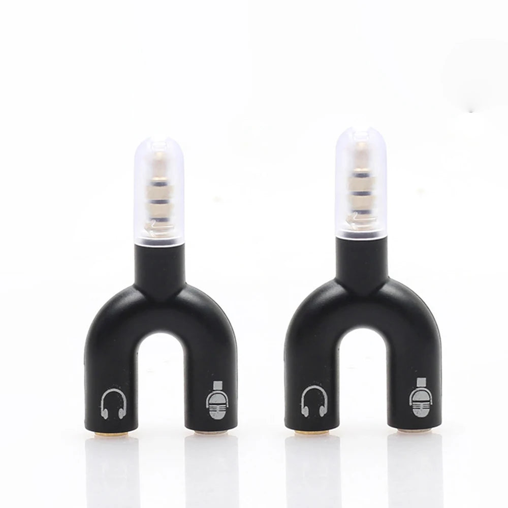 3.5mm Headphone Mic Splitter Adapter U-shaped Stereo 3.5mm 1 To 2 Audio Splitter Adapter for PS4 PC Laptop Ear Headset Cables