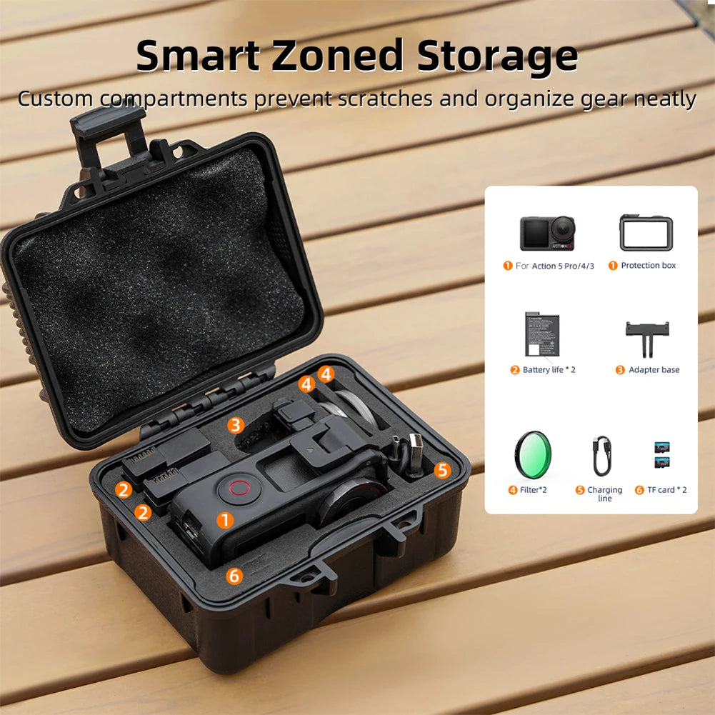 Hard Case Waterproof Box for DJI Action 5 Pro/Osmo Action 4/3 Accessories Portable Carrying Storage Protective Suitcase