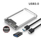2.5 inch Hard Drive Enclosure USB 3.0/Type C to SATA III Clear External Hard Drive Case for 2.5 inch SATA SSD HDD Support UASP