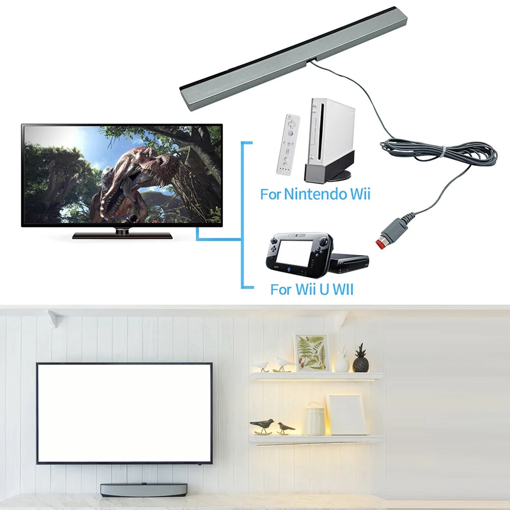 Wired Motion Sensor Receiver with Extension Cord Remote Infrared Ray IR Inductor Bar Wired Remote Sensor Bar for Nintendo Wii