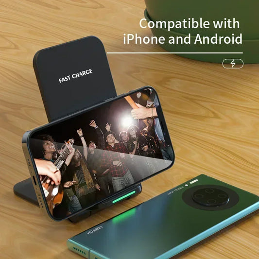 Wireless Charger Station Earphone Phone Fast Charging Charger Holder For iPhone 17 16 15 14 13 Pro Max Samsung S24 S23 Xiaomi