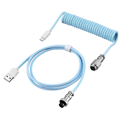 USB Type C Mechanical Keyboard Coiled Cable Hardware Linker Usb GX16 Aviation Mechanical Cable Spiral Gaming Usb Keyboard Cable