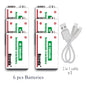 Type-C Rechargeable 9V Lithium ion  Battery 21800mWh High Capacity for Guitar Microphone Smoke Detector Pedal with Cable
