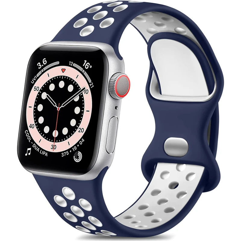 Silicone Watch Strap For Apple watch 44MM/45MM/46MM 49MM/38MM/40/41MM Sports Rubber Band Iwatch Series Ultra 11 10 9 8 7 6 SE 5