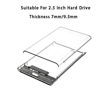 2.5 inch Hard Drive Enclosure USB 3.0/Type C to SATA III Clear External Hard Drive Case for 2.5 inch SATA SSD HDD Support UASP