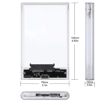 2.5 inch Hard Drive Enclosure USB 3.0/Type C to SATA III Clear External Hard Drive Case for 2.5 inch SATA SSD HDD Support UASP