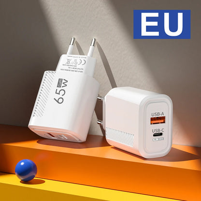 65W USB-C Charger GaN Fast Charging PD Type C Cable Mobile Phone Adapter For iPhone 16 Xiaomi Samsung Xiaomi QC 3.0 Wall Charger
