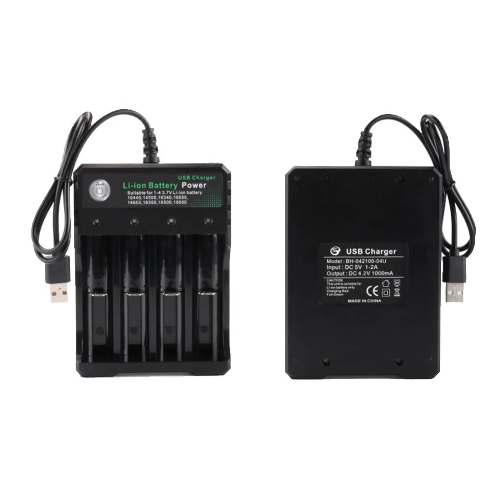 4 Slot USB Charger Independent Charging 4.2V Li-ion Battery 2X 3X 4X Portable Rechargeable Battery Charger for 18650 18350 18500