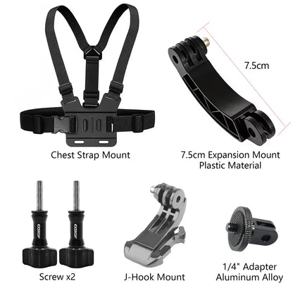Action Camera Accessories Kit Head Strap Chest Strap Mount Adjustable Holder for GoPro Phone DJI Osmo SJCAM AKASO insta360