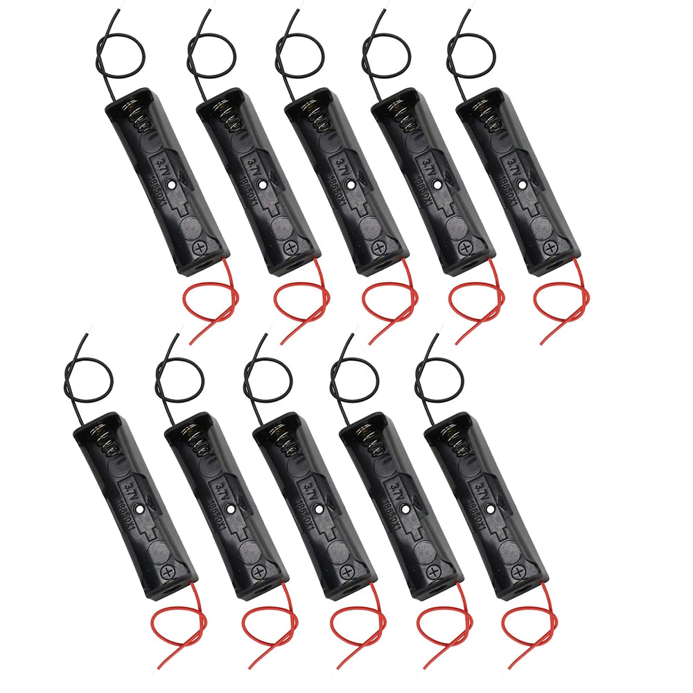 10Pcs 18650 Battery Holder Power Bank Plastic Battery Storage Box Case With Lead Wire 150mm Hold 1X 18650 Battery