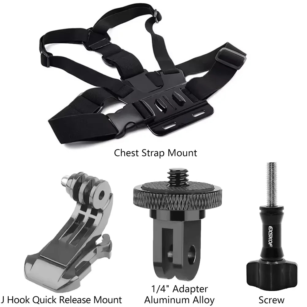 All-in-One Action Camera Accessories Kit Head Strap Chest Strap Mount Adjustable for GoPro Hero Phone Osmo SJCAM AKASO insta360