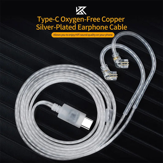 Silver plated upgrade cable for KZ earphones