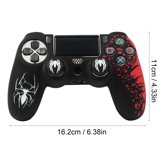Soft Silicone Cover For PS4 Controller Case, 360° Full Protection, Sweatproof Anti-Scratch,No Fading, with Thumb Stick Caps