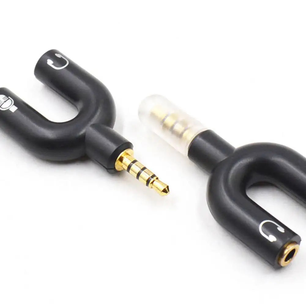 3.5mm Headphone Mic Splitter Adapter U-shaped Stereo 3.5mm 1 To 2 Audio Splitter Adapter for PS4 PC Laptop Ear Headset Cables