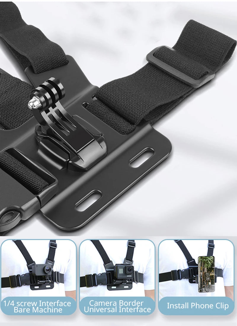 Chest Strap Mount Belt for Gopro Hero 9 8 7 6 5 4 Insta360 R X2 DJI OSMO Action Camera Harness for Go Pro SJCAM EKEN Accessories