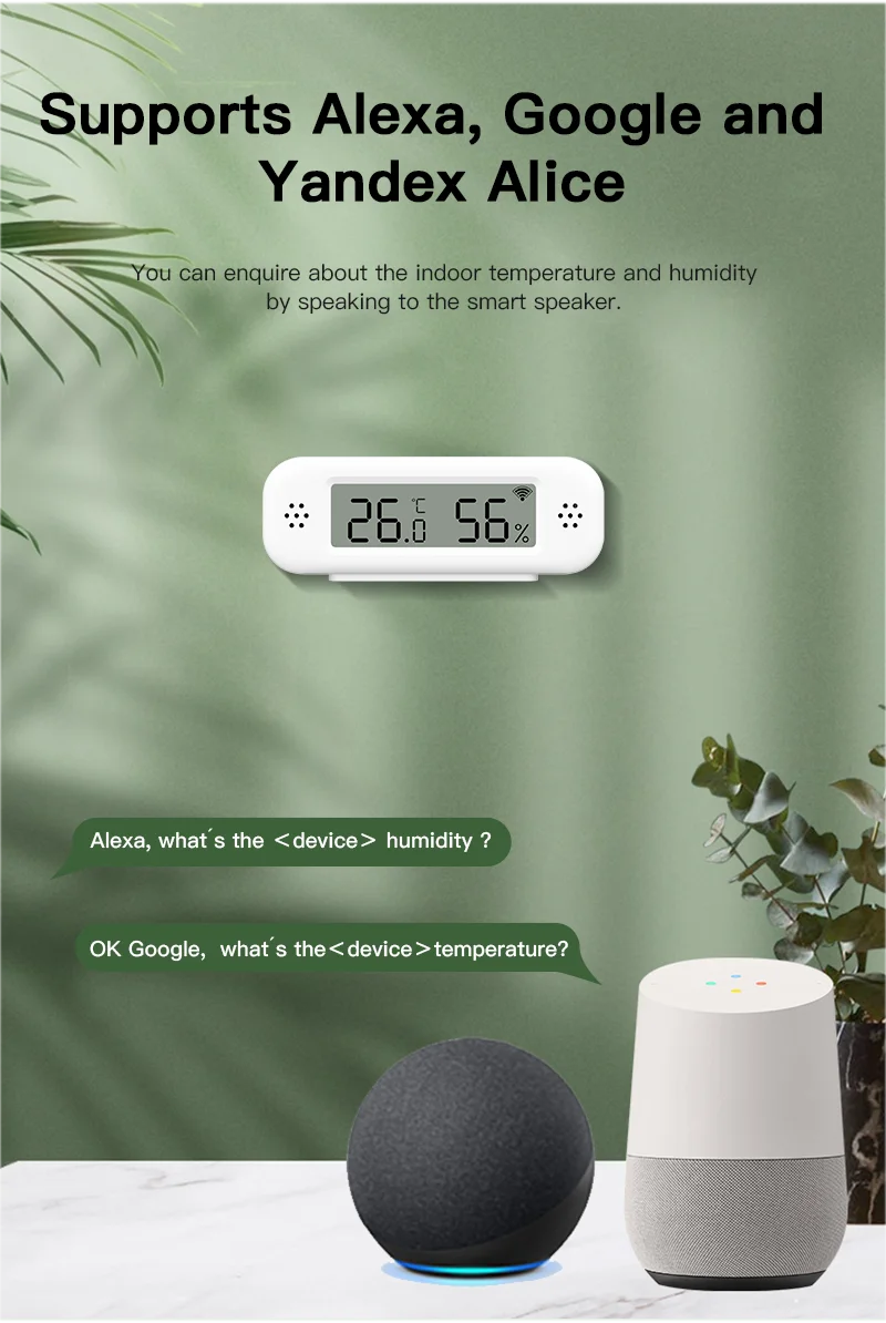 Tuya WiFi Zigbee 3.0 Temperature Humidity Sensor Hygrometer Thermometer App Remote Monitor Work With Yandex Alexa SmartLife