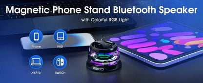 VIKEFON Portable Bluetooth Speaker HECATE G200 RGB Lighting Magnetic Speaker BT5.3 Mini Sound Box 7 Hours Playback Phone Holder