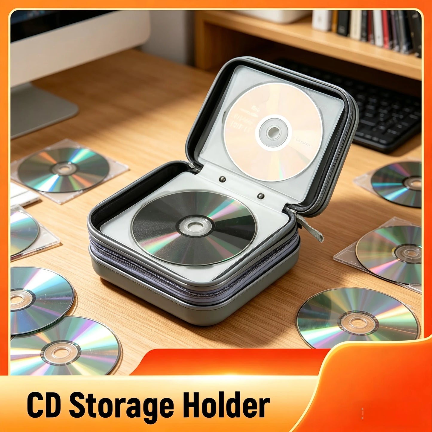 40 Capacity Compression CD Package Portable CD DVD Case EVA Storage Bag with Zipper for Home Office Car CD Box Accessories