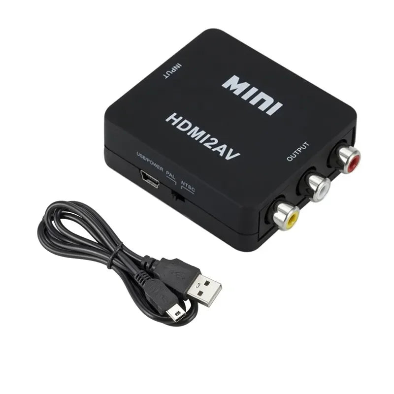 TABLLYUGE 1080P HDMI-compatible to AV RCA Converter Box HDMI2AV Adapter With USB Cable Support NTSC PAL For PC HDTV Projector