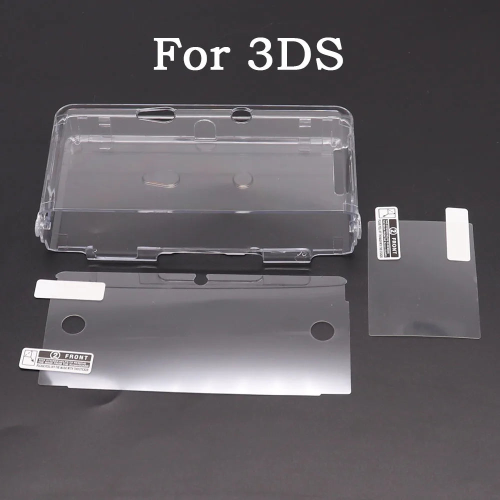 Plastic Clear Crystal Shell Skin Case Cover For New 2DS 3DS XL LL NDSL For DSi NDSi XL LL Screen Protective Film