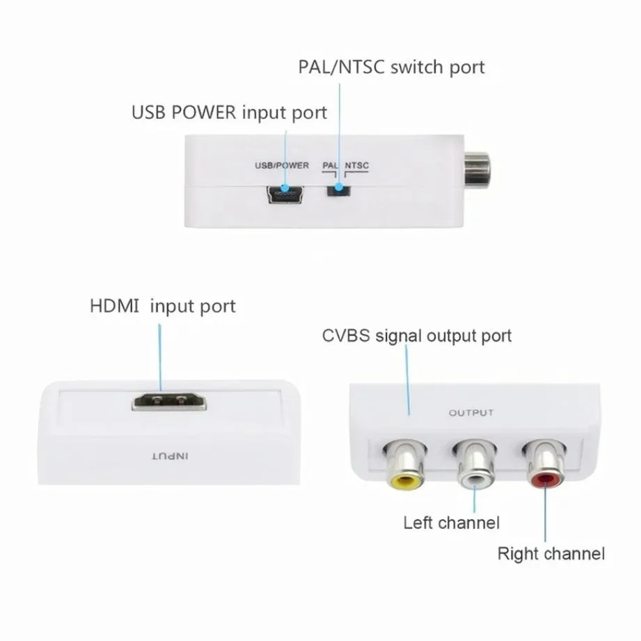 TABLLYUGE 1080P HDMI-compatible to AV RCA Converter Box HDMI2AV Adapter With USB Cable Support NTSC PAL For PC HDTV Projector