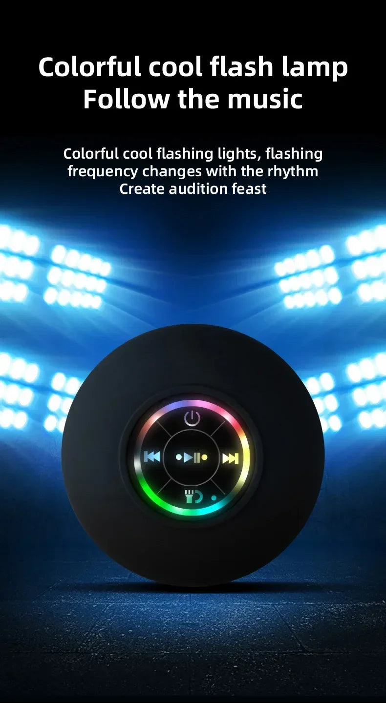 Portable Bluetooth Audio Ipx4 Waterproof Led Lights Bathroom Outdoor Large Suction Cup Can Be Adsorbed Wall Speaker