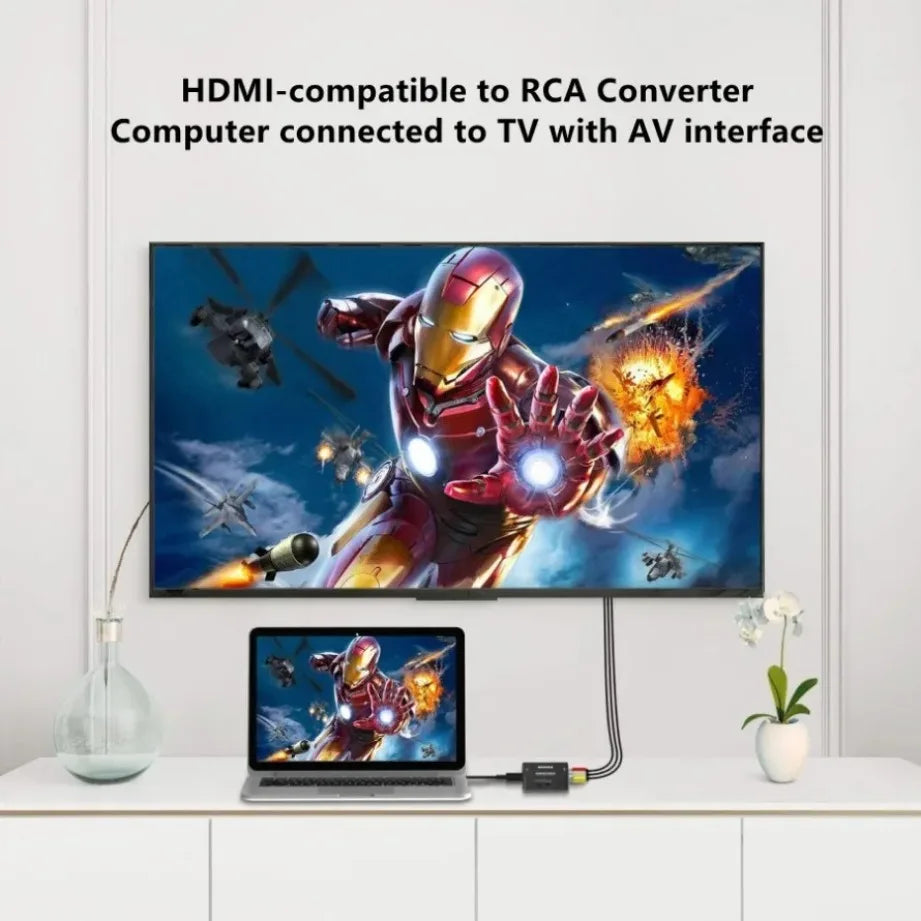 TABLLYUGE 1080P HDMI-compatible to AV RCA Converter Box HDMI2AV Adapter With USB Cable Support NTSC PAL For PC HDTV Projector