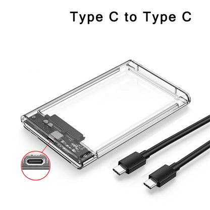 2.5 inch Hard Drive Enclosure USB 3.0/Type C to SATA III Clear External Hard Drive Case for 2.5 inch SATA SSD HDD Support UASP