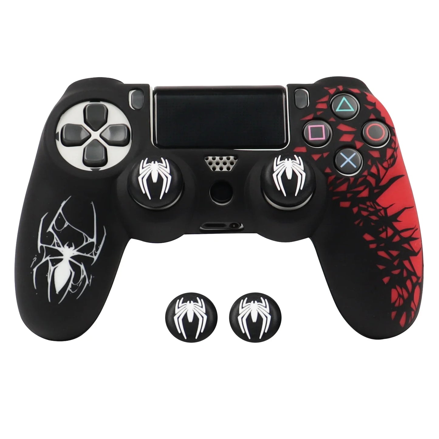 Soft Silicone Cover For PS4 Controller Case, 360° Full Protection, Sweatproof Anti-Scratch,No Fading, with Thumb Stick Caps