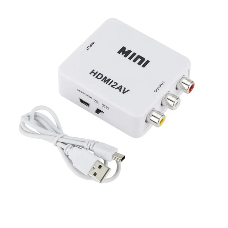 TABLLYUGE 1080P HDMI-compatible to AV RCA Converter Box HDMI2AV Adapter With USB Cable Support NTSC PAL For PC HDTV Projector