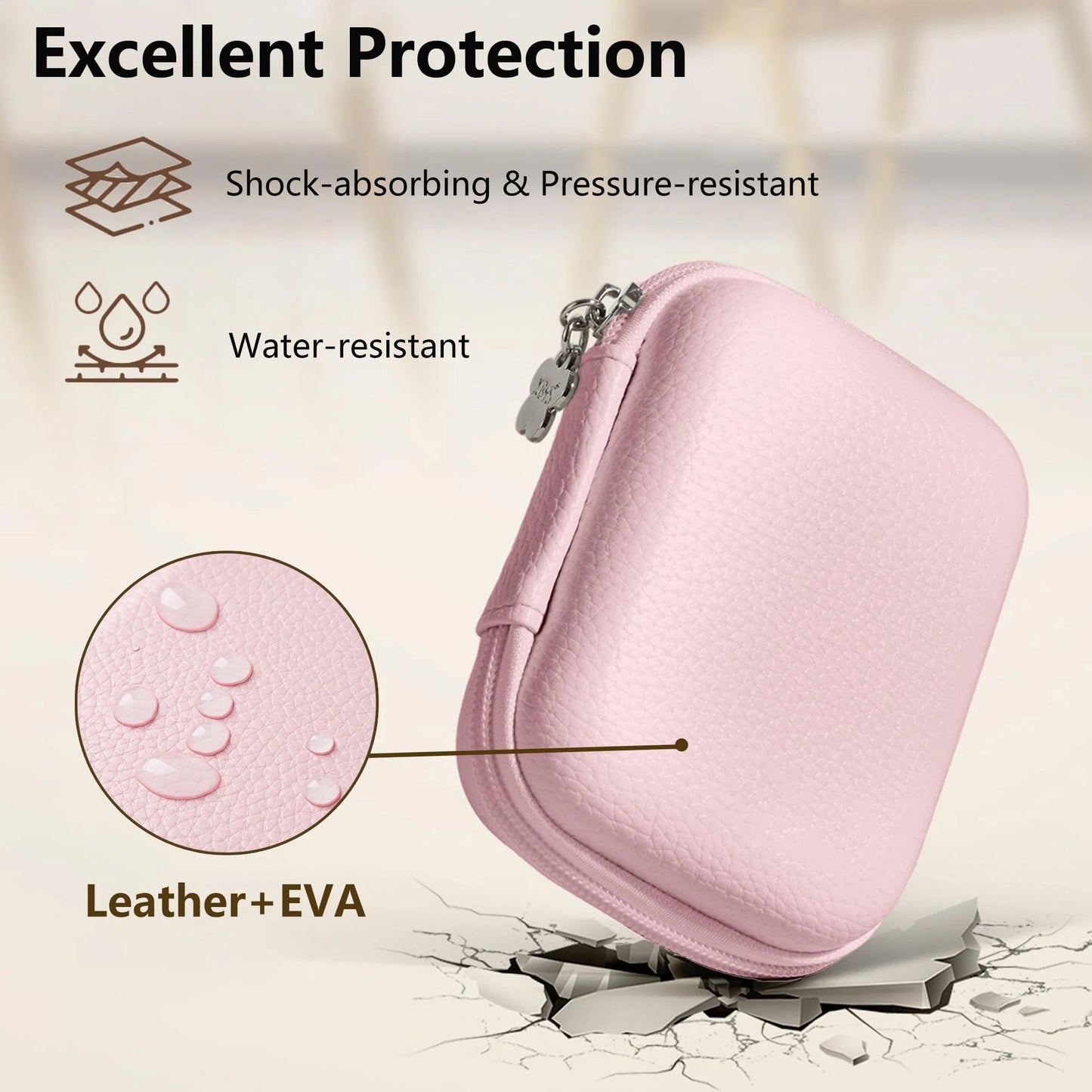 Digital Camera Case for CAMKORY, Small Travel Compact Camera Holder with Mesh Pocket for Accessories SD Card (Pink)