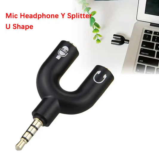 3.5mm Headphone Mic Splitter Adapter U-shaped Stereo 3.5mm 1 To 2 Audio Splitter Adapter for PS4 PC Laptop Ear Headset Cables
