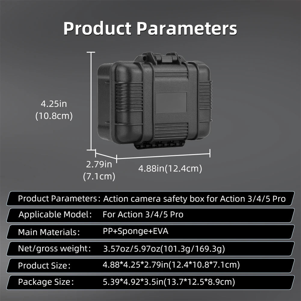 Hard Case Waterproof Box for DJI Action 5 Pro/Osmo Action 4/3 Accessories Portable Carrying Storage Protective Suitcase