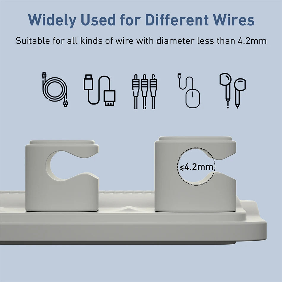 Car mounted magnetic cable management, silicone cable clamp, desktop multi-purpose wire holder, 5 clips for lighting USB C micro