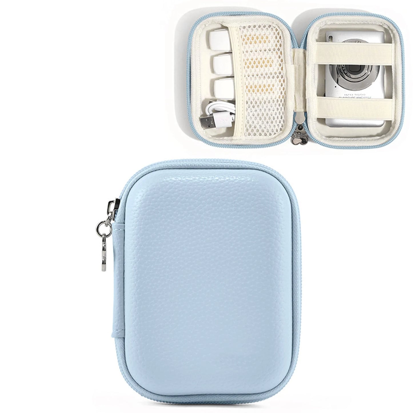Digital Camera Case for CAMKORY, Small Travel Compact Camera Holder with Mesh Pocket for Accessories SD Card (Pink)