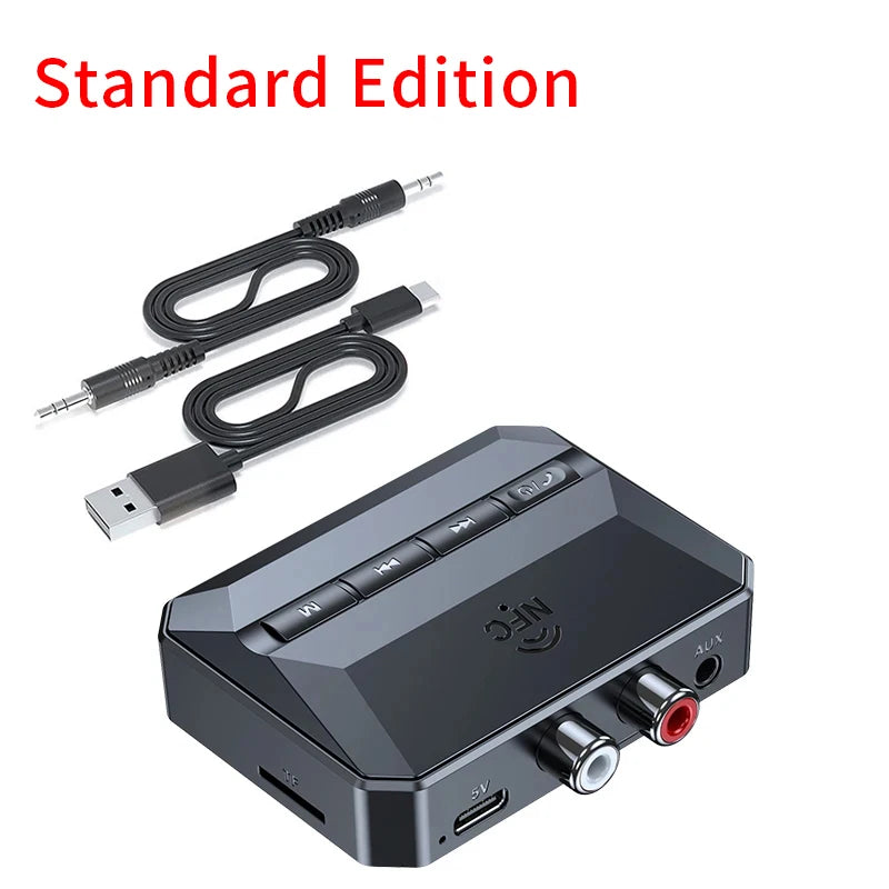 NFC Bluetooth 5.3 Audio Receiver 3.5mm AUX RCA USB U-Disk/TF HIFI Stereo Music Wireless Adapter With Mic For Car Kit Speaker Amp