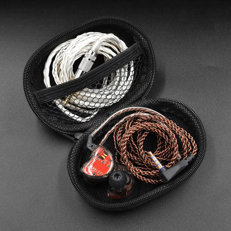 KZ High Quality PU Leather Fabric Earphone Bag Oval Portable Cortical Storage Bag Pressure-Resistant KZ Earphone Storage Case