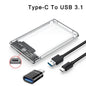 2.5 inch Hard Drive Enclosure USB 3.0/Type C to SATA III Clear External Hard Drive Case for 2.5 inch SATA SSD HDD Support UASP