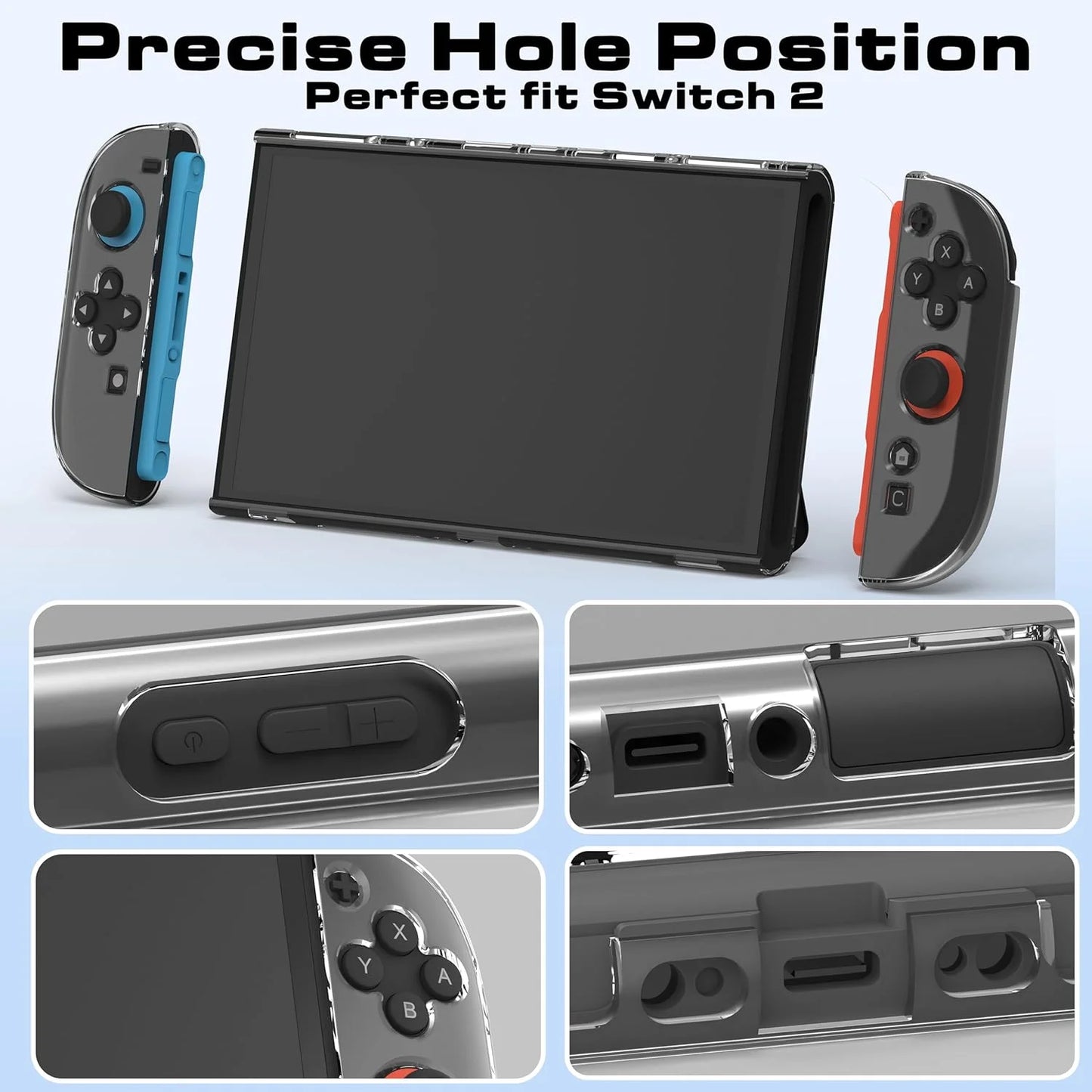 PC +TPU Soft Split Protective Case for Nintendo Switch 2 Joystick Controller Clear Cover Skin Protector for Switch 2 Accessories