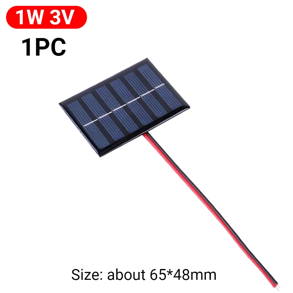 5W 5V/12V 1W 3V Mini Solar Panel Polysilicon Solar Epoxy Panel Module Light Cell Battery Charger for 3-12V Battery Charging