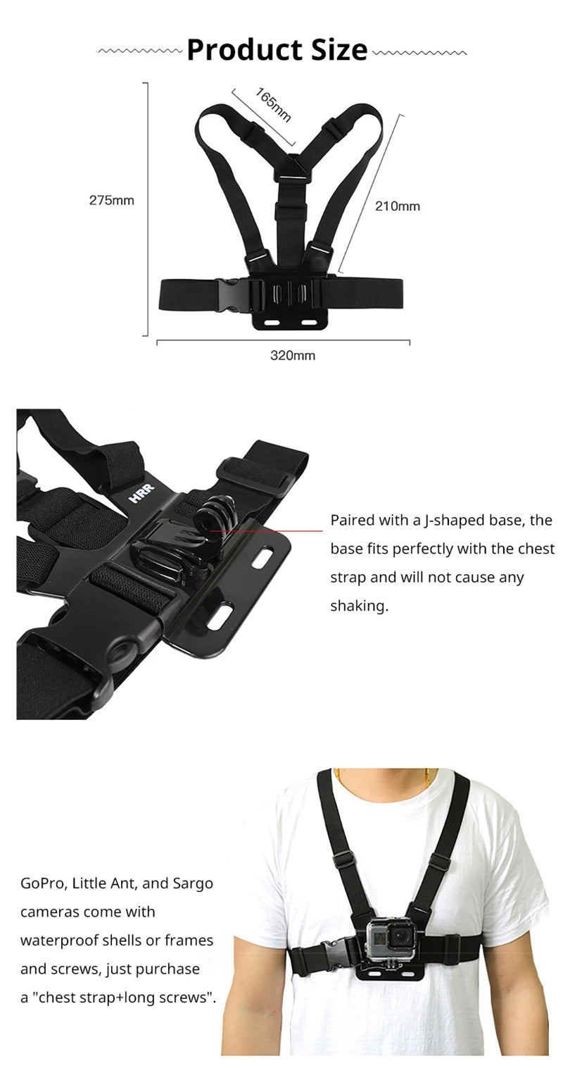 Chest Strap Mount Belt for Gopro Hero 9 8 7 6 5 4 Insta360 R X2 DJI OSMO Action Camera Harness for Go Pro SJCAM EKEN Accessories