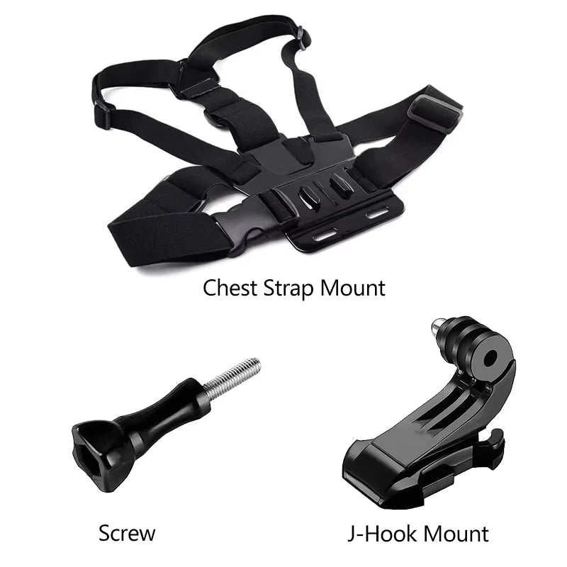 All-in-One Action Camera Accessories Kit Head Strap Chest Strap Mount Adjustable for GoPro Hero Phone Osmo SJCAM AKASO insta360